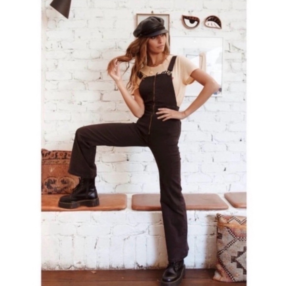Amuse Society Black Zip-Front Women's Denim Overalls